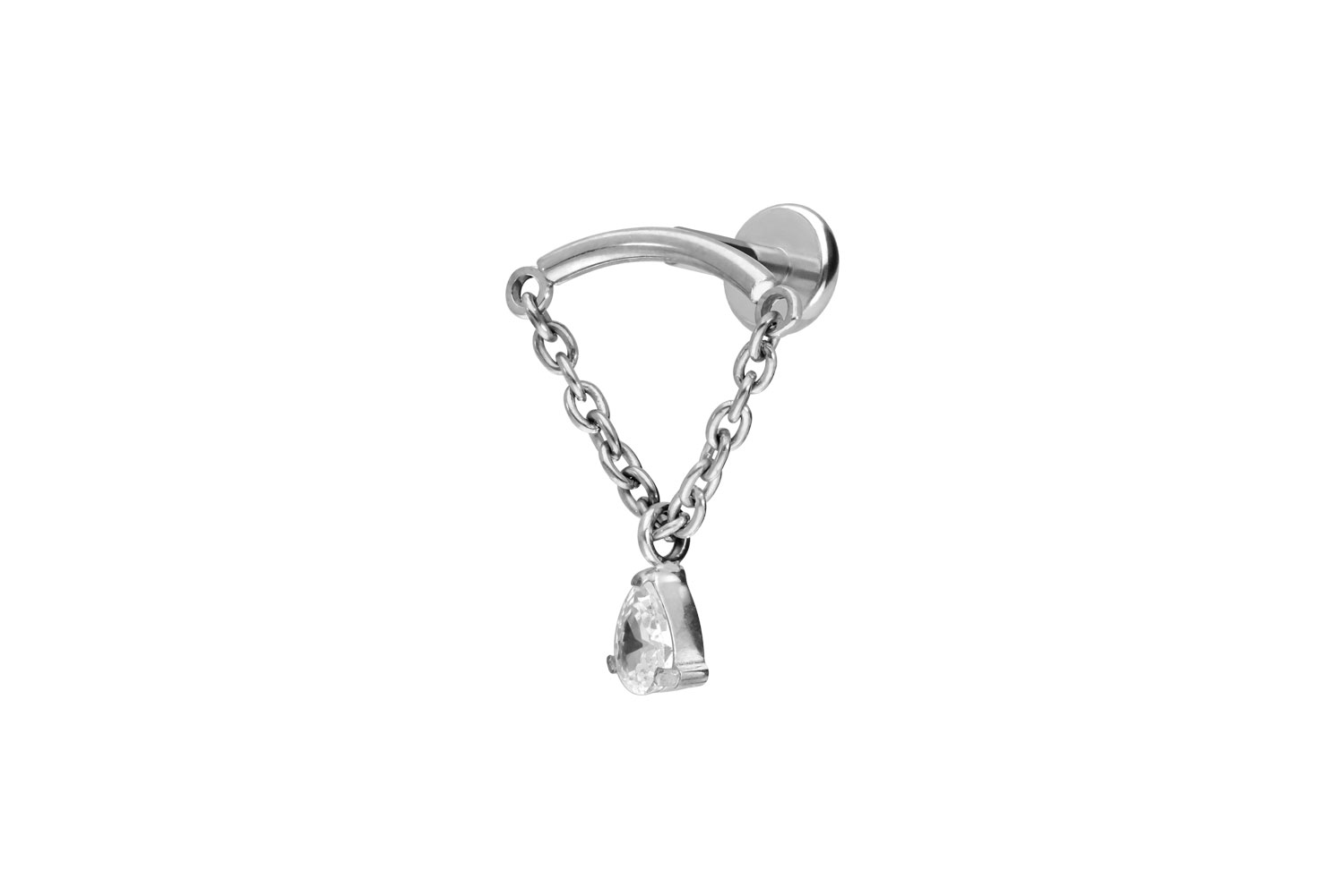 Titan Labret mit Push Fit BOGEN + KETTE + KRISTALLTROPFEN | SI = Silberfarben | 1,2 | 6 | PFT5053_[247152]